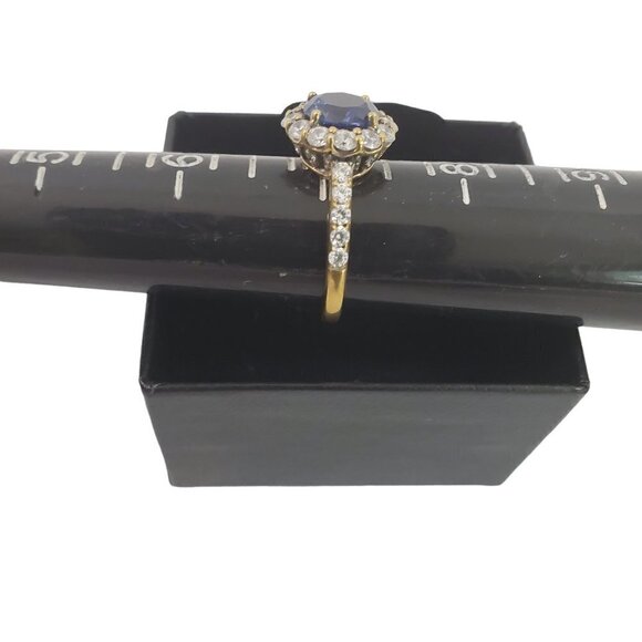 HSN Princess Diana Inspired Gold Vermeil .925 Sterling Silver Blue Sapphire Ring - Picture 3 of 16